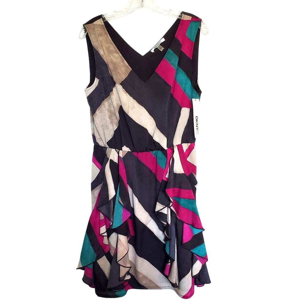 DKNYC Ruffle Mini Dress Sz S Sleeveless Bloomcore Stretch Waist Casual Party NWT